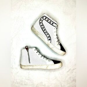 VINTAGE HAVANA Gadol High Sneaker White Studded Lifestyle Shoes, Women’s 6.5